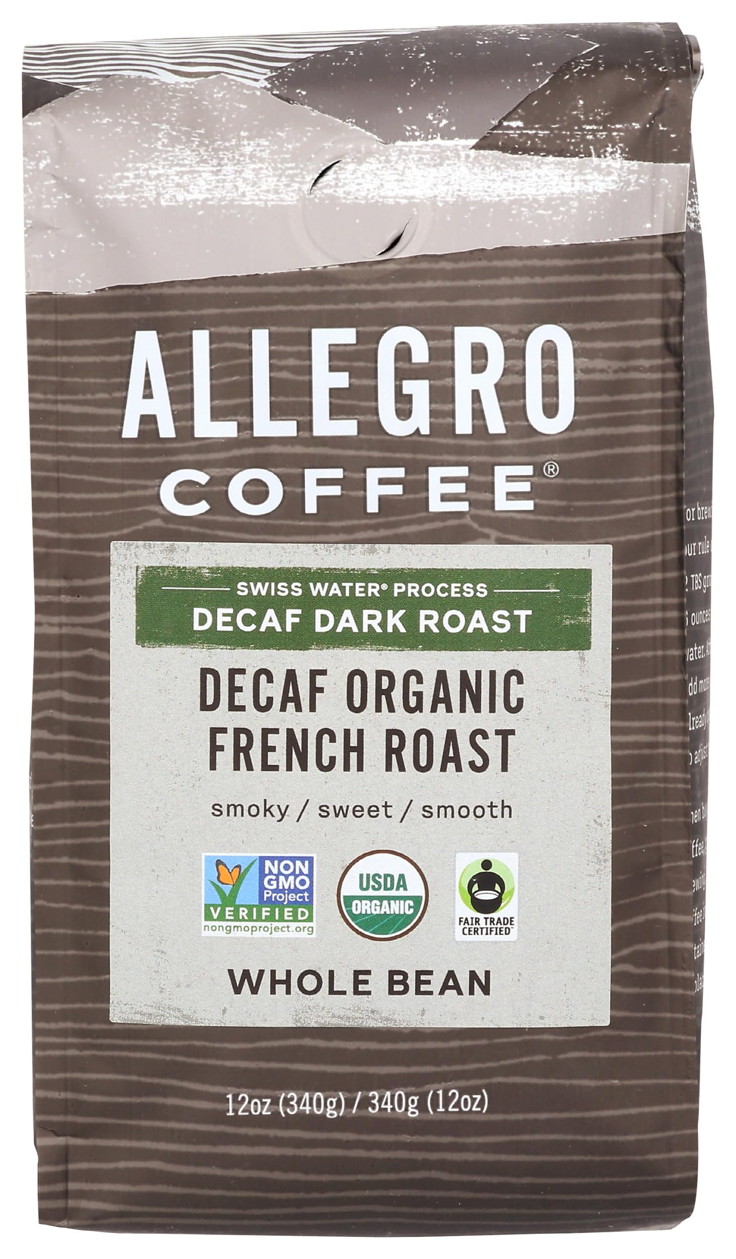 Allegro Coffee Decaf Organic French Roast Whole Bean Coffee