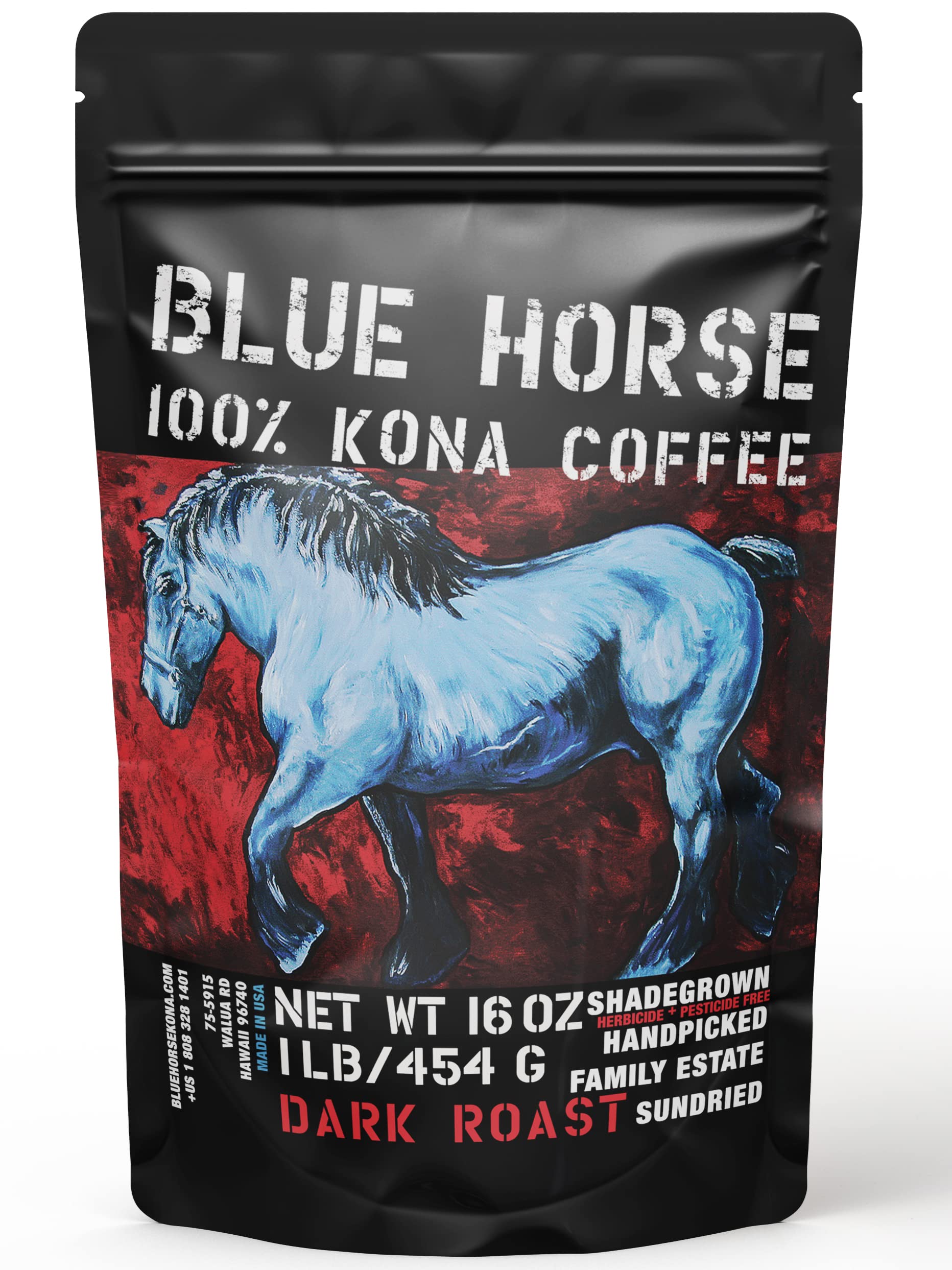 Blue Horse 100% Kona Coffee, Dark Roast
