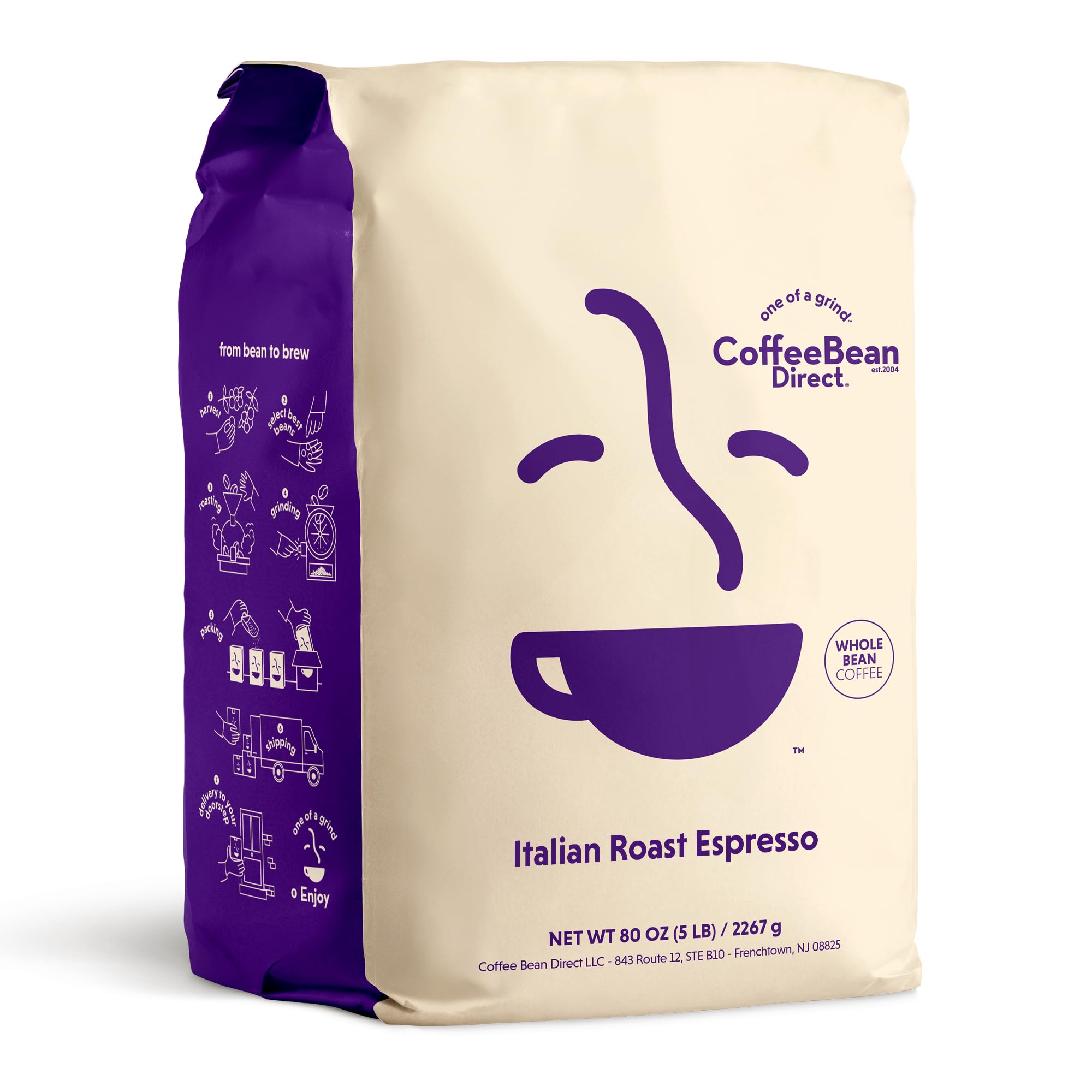 Coffee Bean Direct Italian Roast Espresso, Whole Bean Coffee