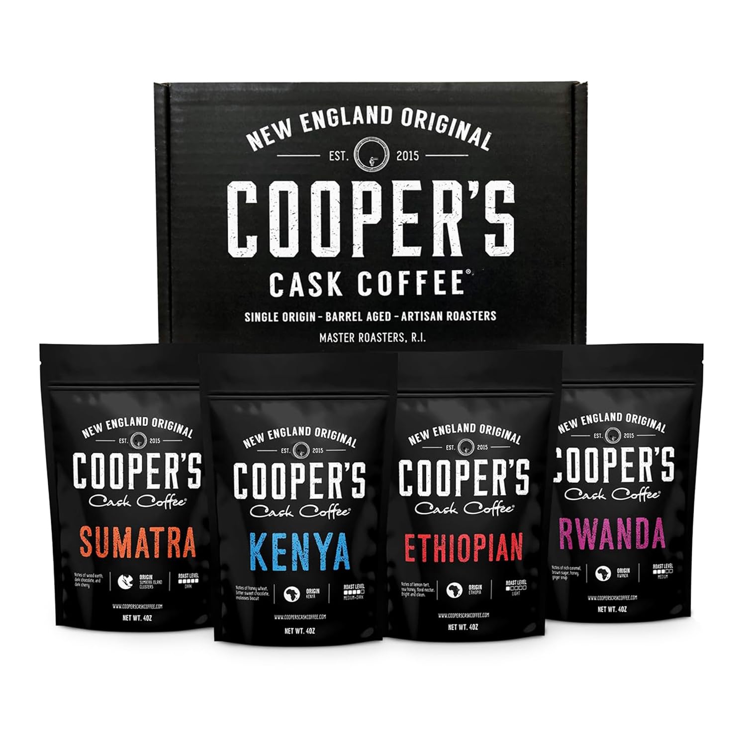 Gourmet Coffee Sampler Gift Box Set, Roasted Coffee Beans