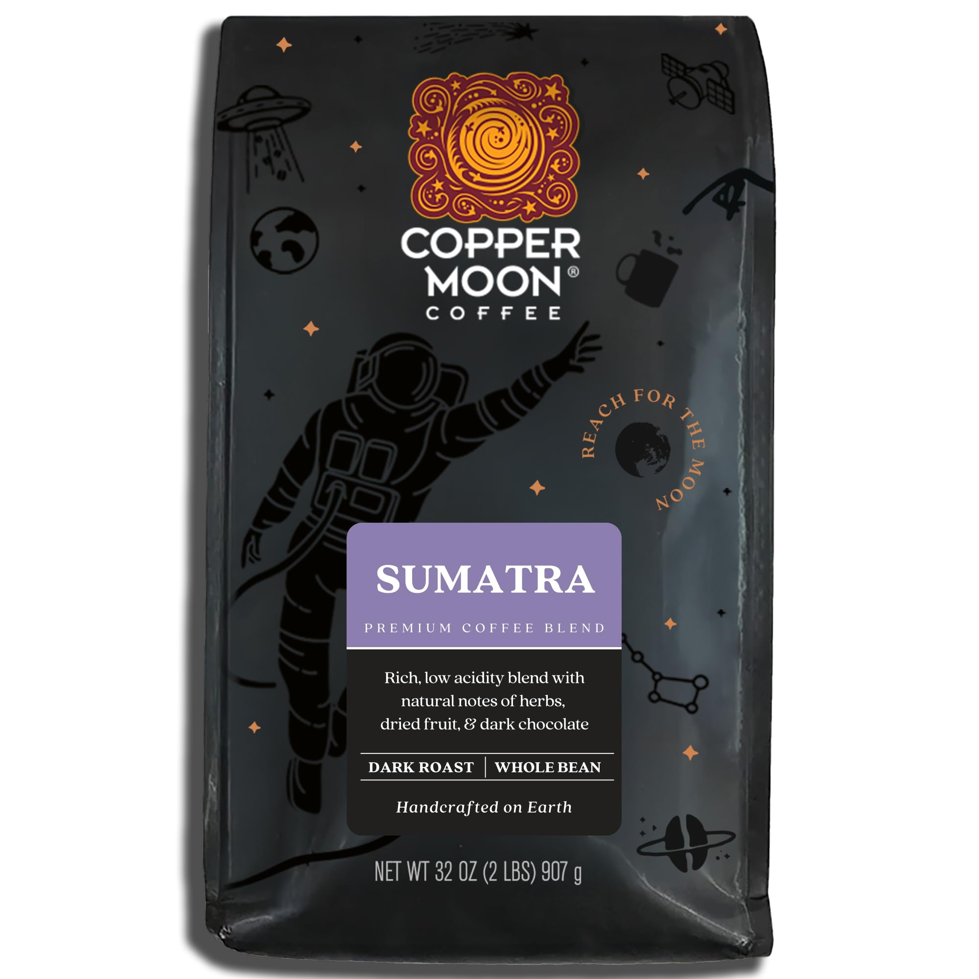 Copper Moon Dark Roast Whole Bean Coffee, Sumatra Blend
