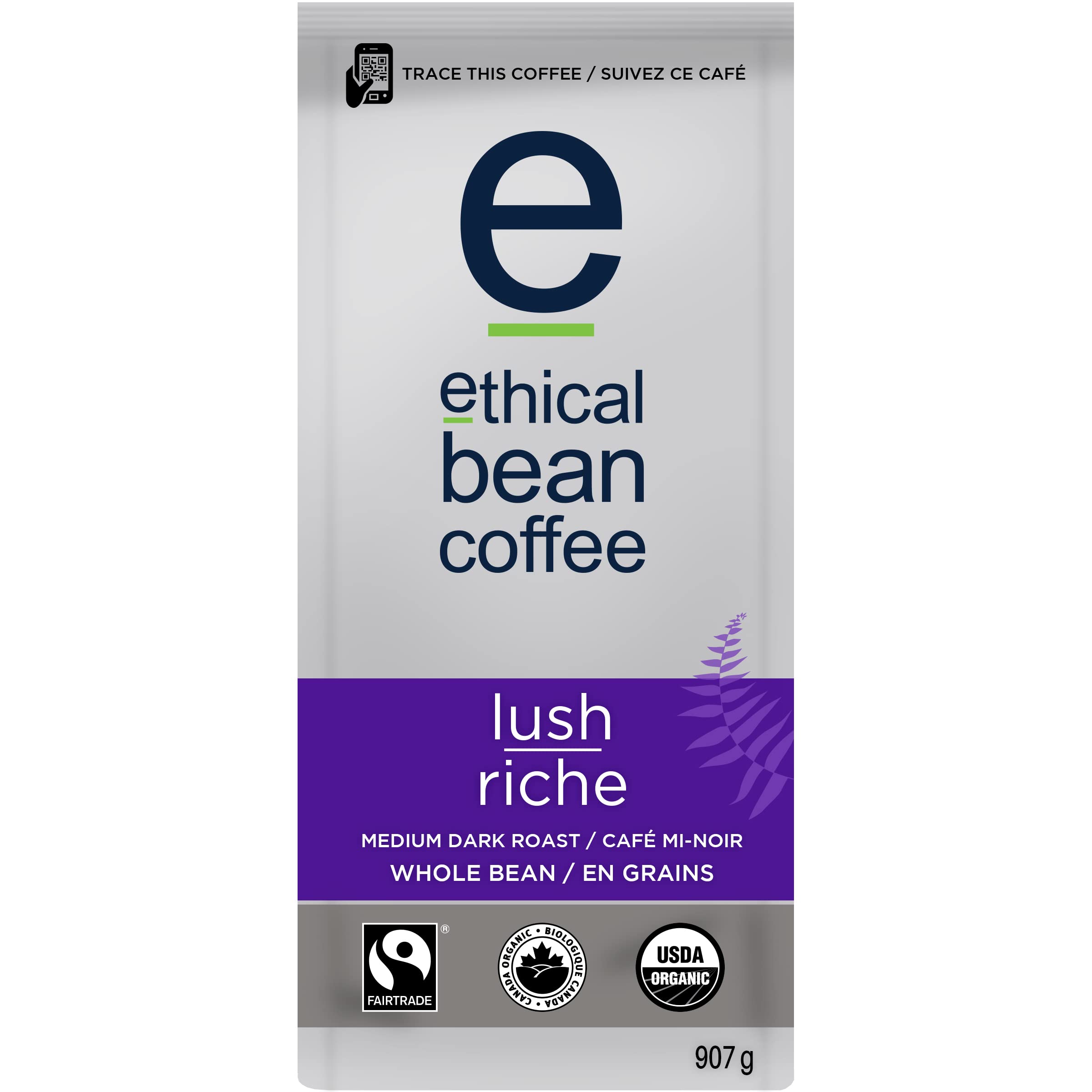 Lush Ethical Bean Coffee: Medium Dark Roast Whole Bean Coffee