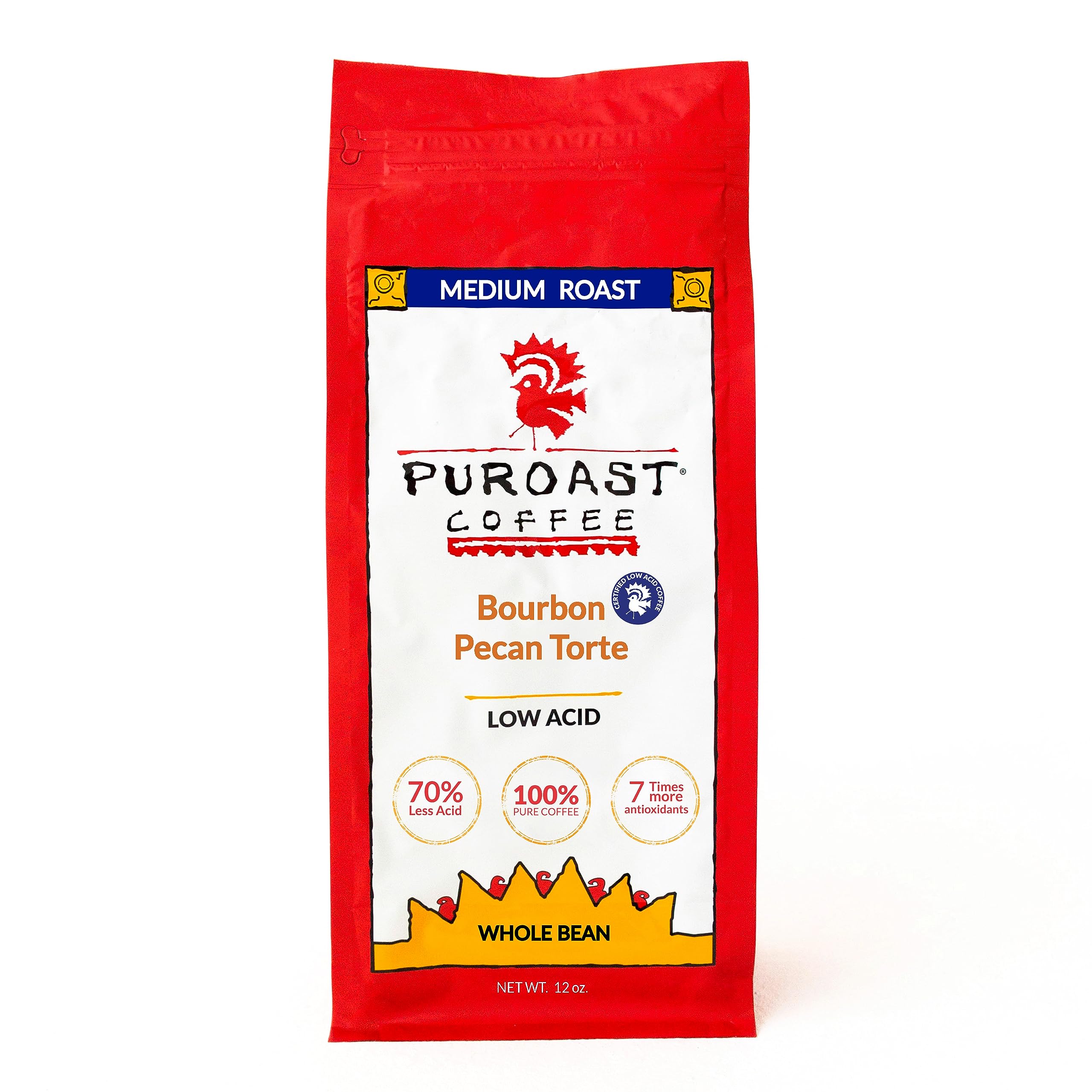 Puroast Low Acid Coffee, Bourbon Pecan Whole Bean
