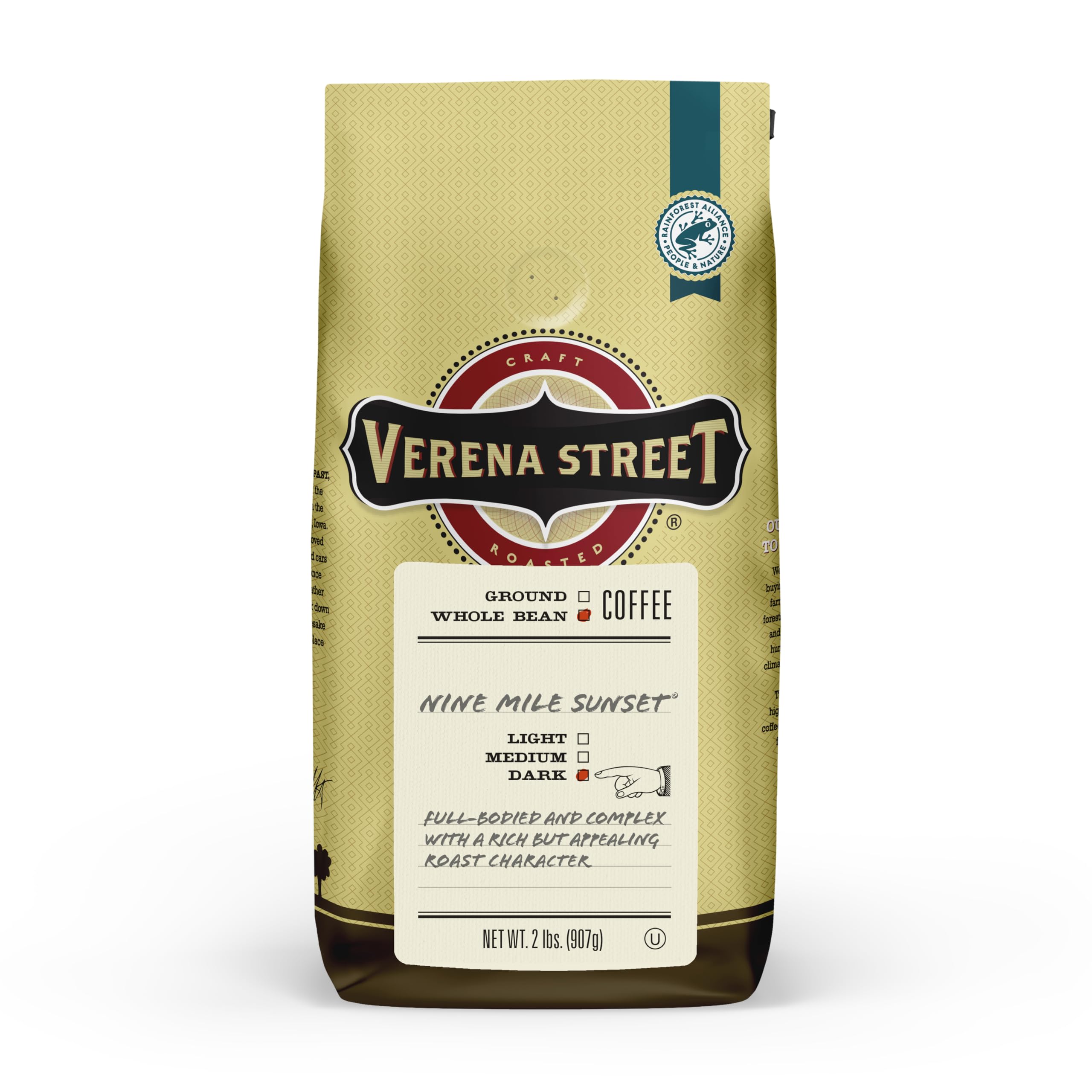 Verena Street 2 Pound Whole Bean Coffee, Dark Roast