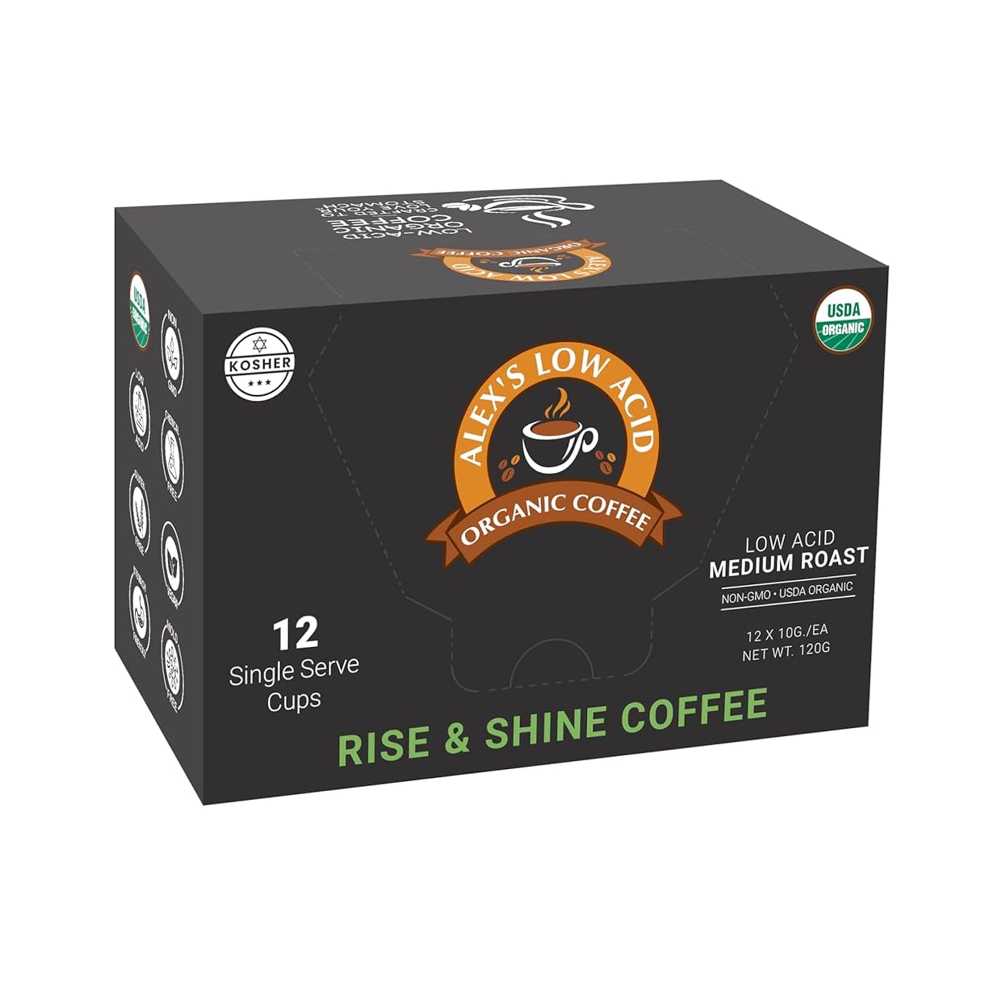 Alex’s Low Acid Rise & Shine Organic Coffee Pods