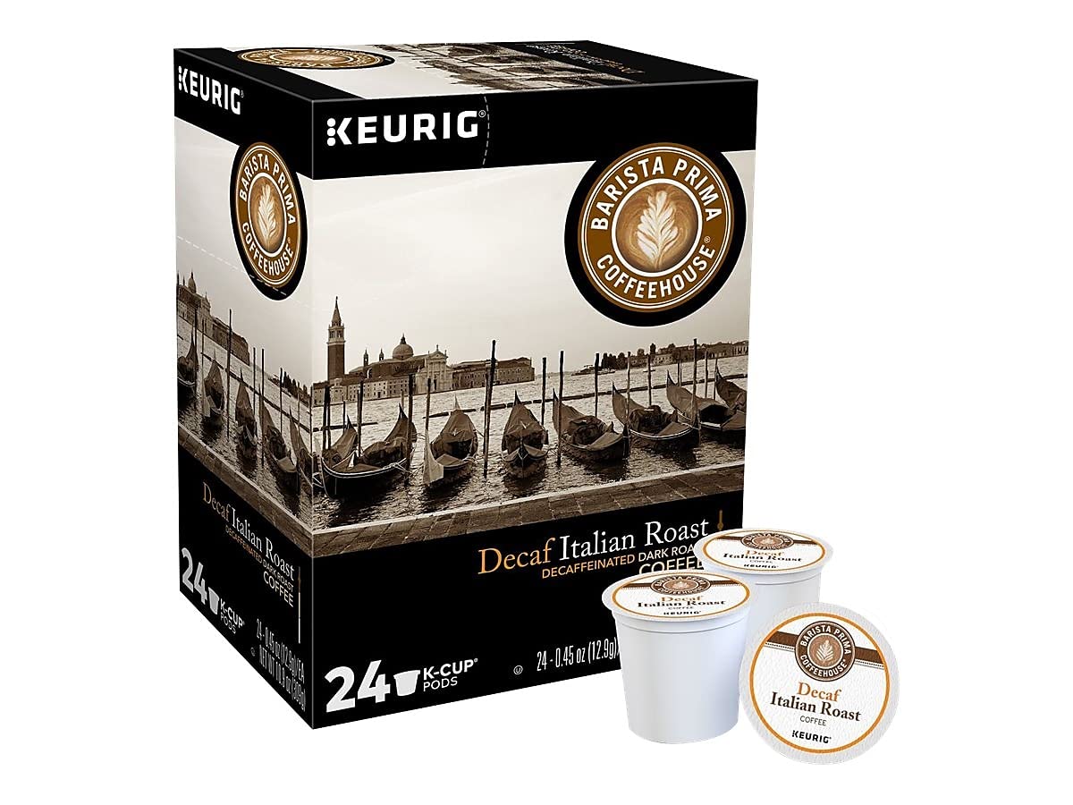 Barista Prima Italian Roast Decaf Coffee, Keurig K-Cup Pods