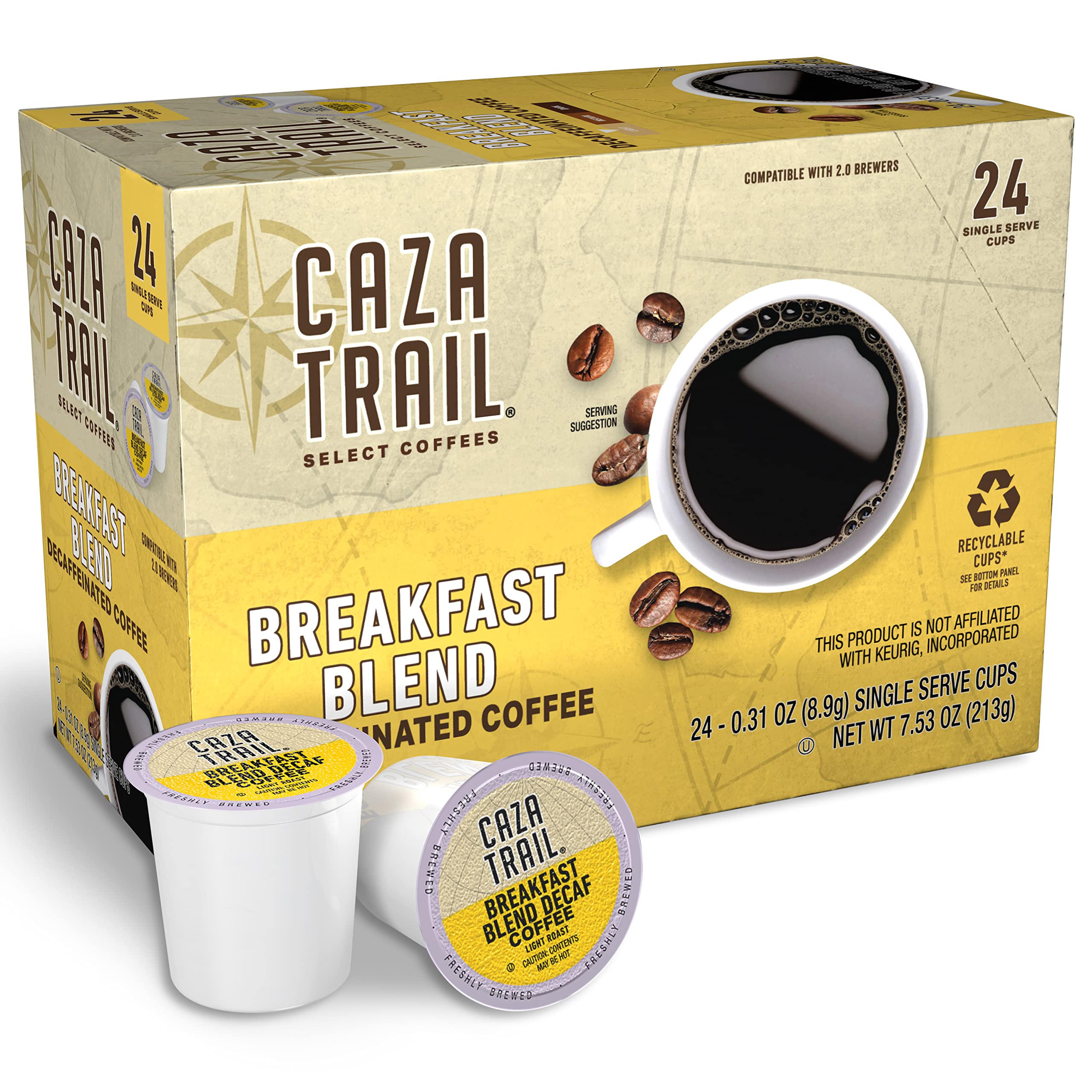 Caza Trail Coffee Pods, Decaf Breakfast Blend