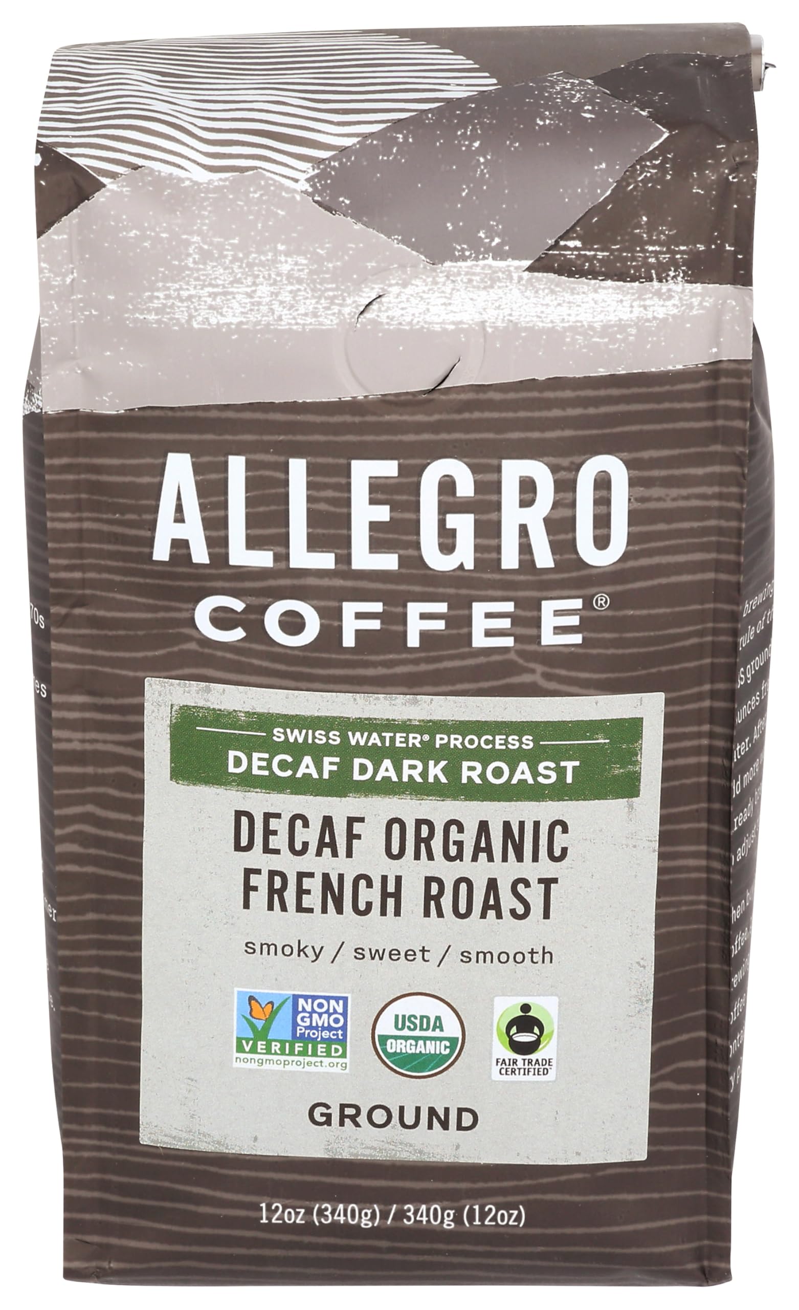 Allegro Coffee Decaf Organic French Roast Ground Coffee, 12 oz