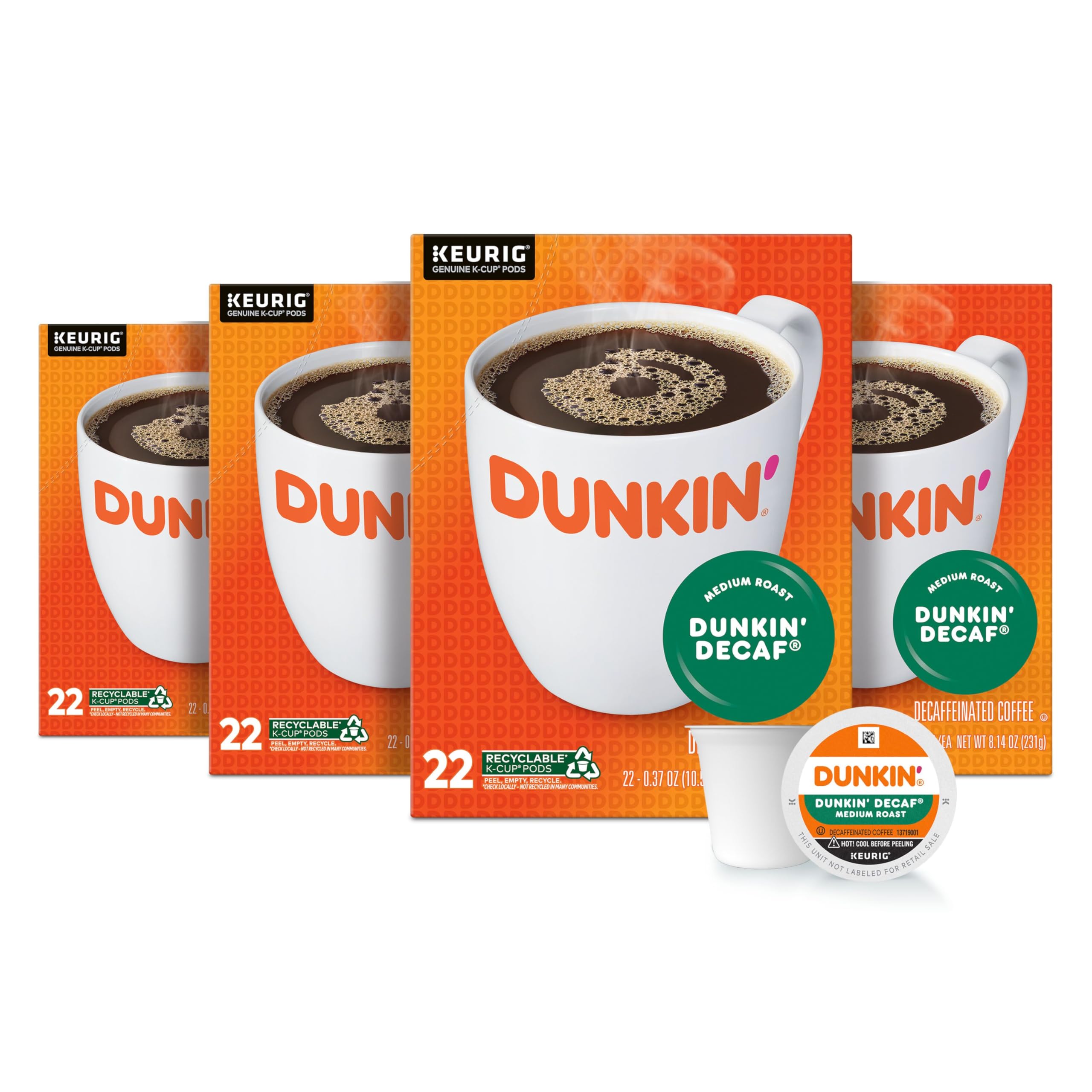 Dunkin' Decaf Medium Roast Coffee, 22 Count