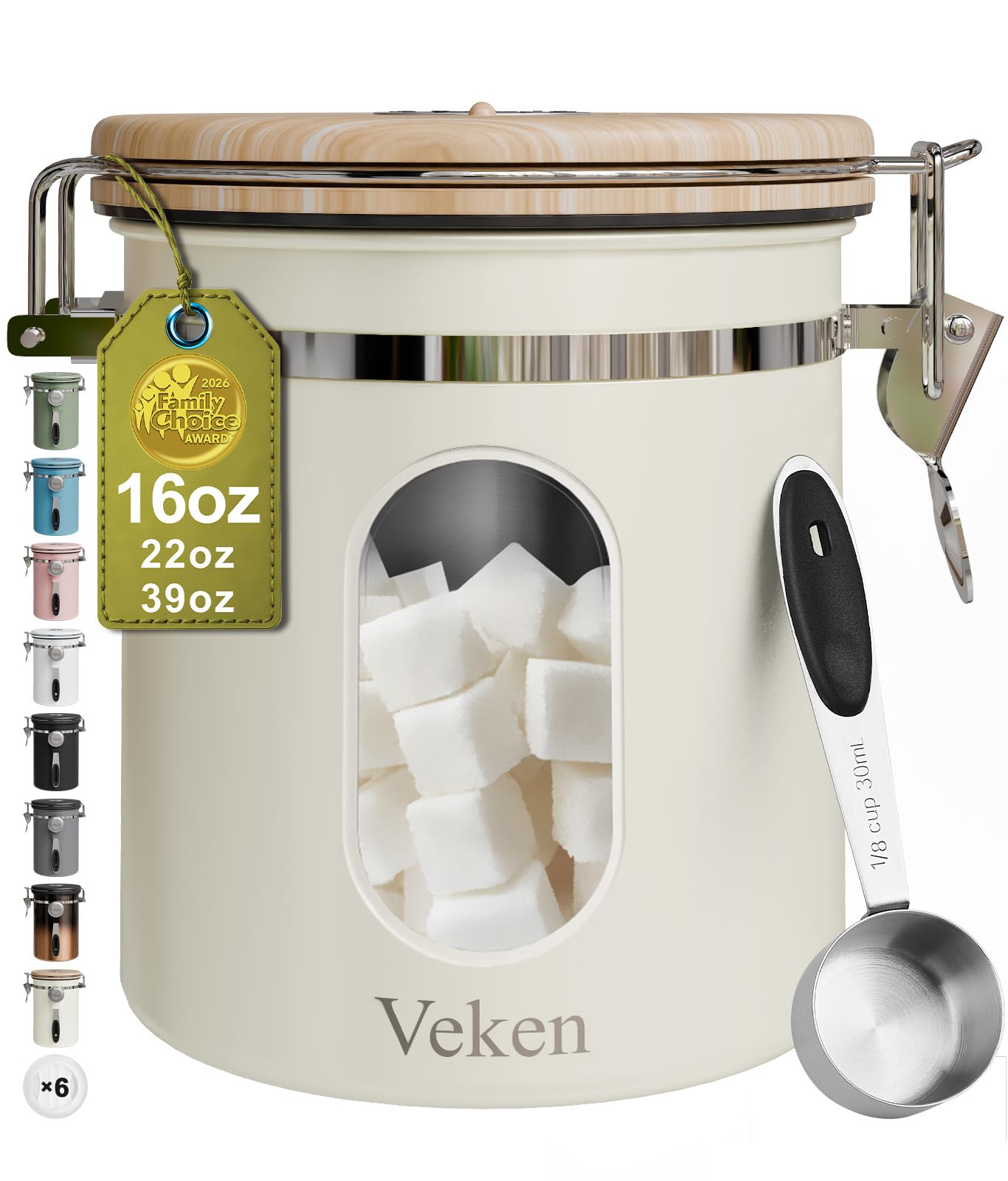 Veken Coffee Sugar Canister with Window